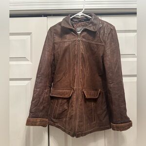 Brown Wilson’s Leather 60s 70s Style Jacket Corduroy Details Small